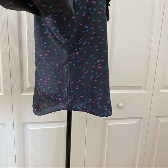 Vintage Langtry Black Ruffled High Neck Button Down Blouse - Picture 8 of 12